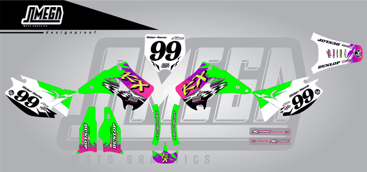kawasaki kx 250 kx slasher sticker kit flat lay