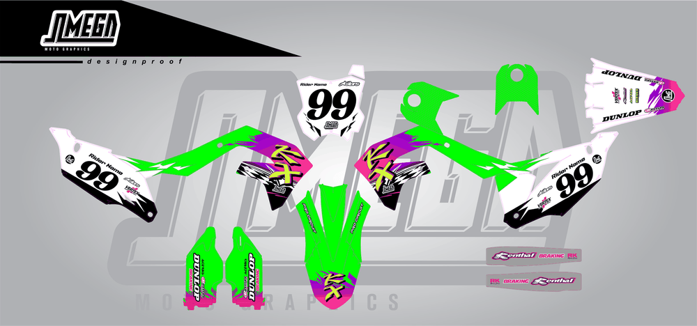 kawasaki kxf 250 kx slasher sticker kit flat lay