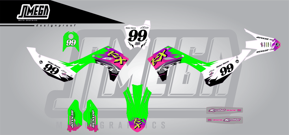 kawasaki kxf 450 kx slasher sticker kit flat lay