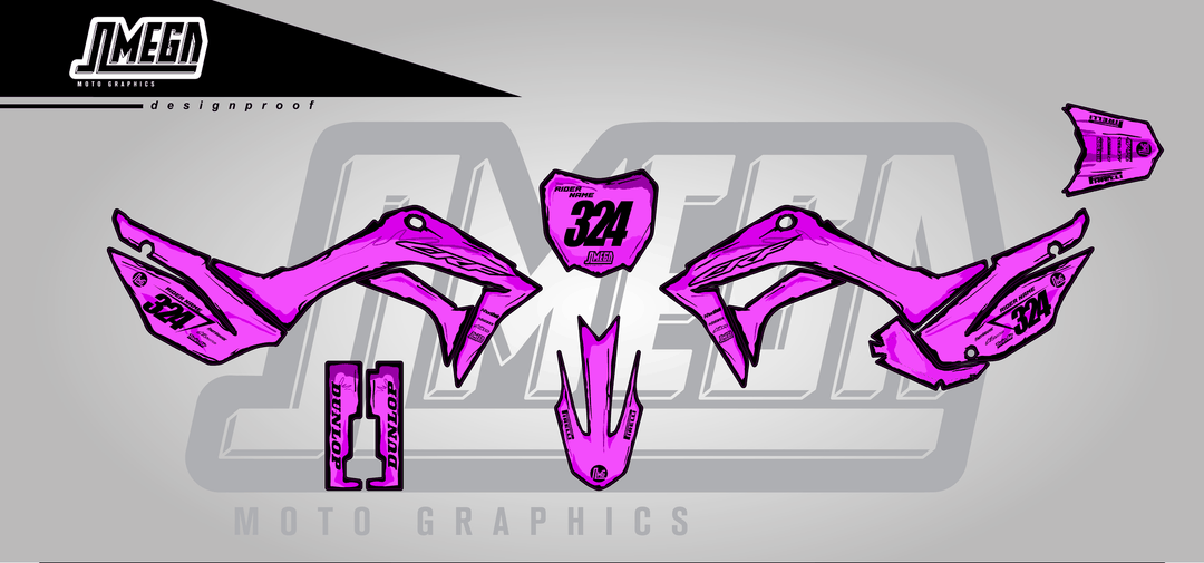 honda crf 110f pink manga sticker kit flat lay