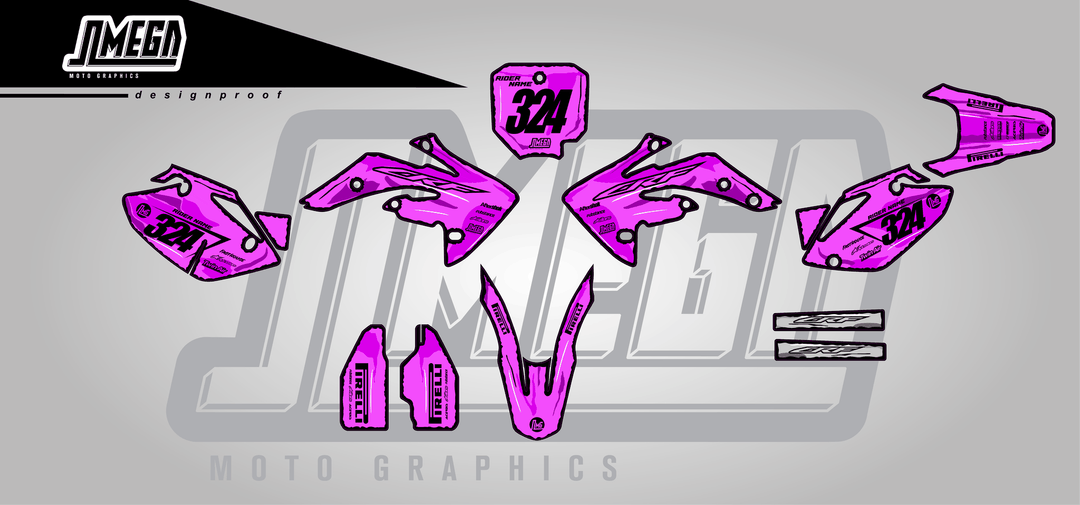 honda crf 150r pink manga sticker kit flat lay