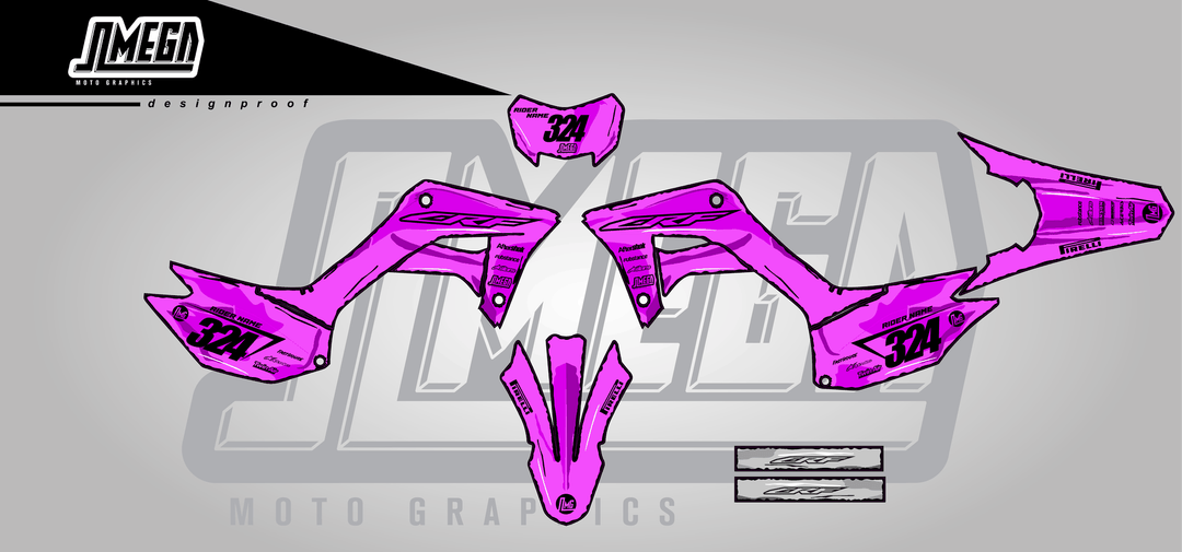 honda crf 250f pink manga sticker kit flat lay