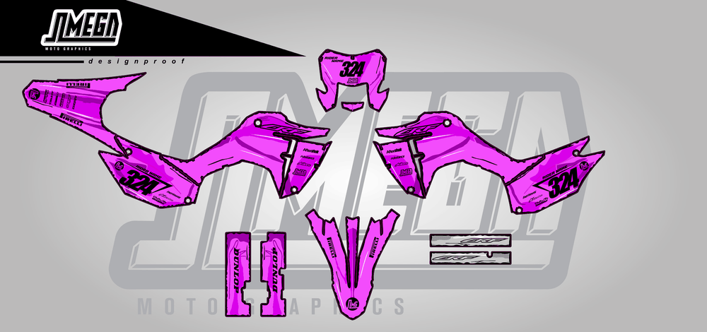 honda crf 300f pink manga sticker kit flat lay