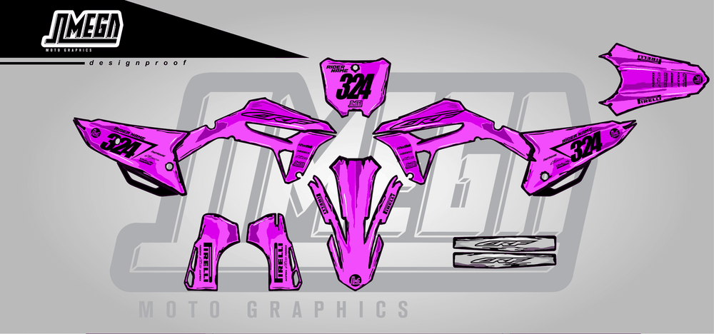 honda crf 450r pink manga sticker kit flat lay