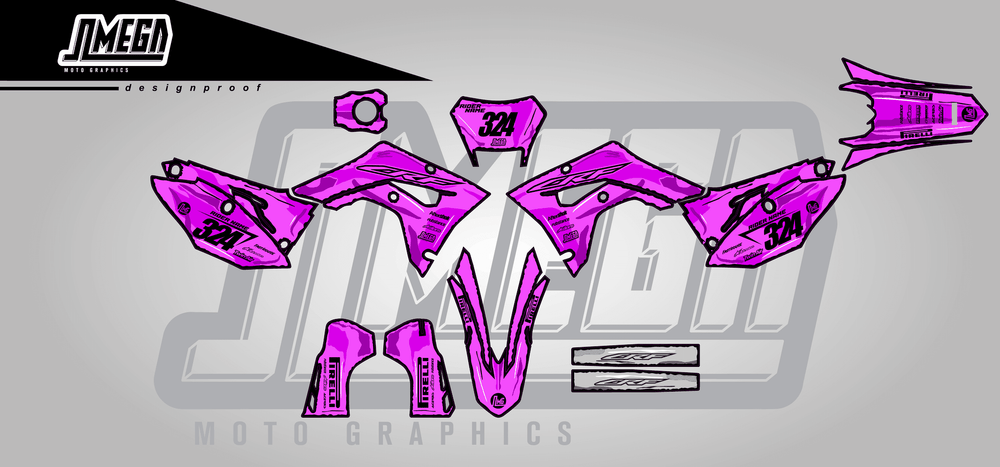 honda crf 450x pink manga sticker kit flat lay