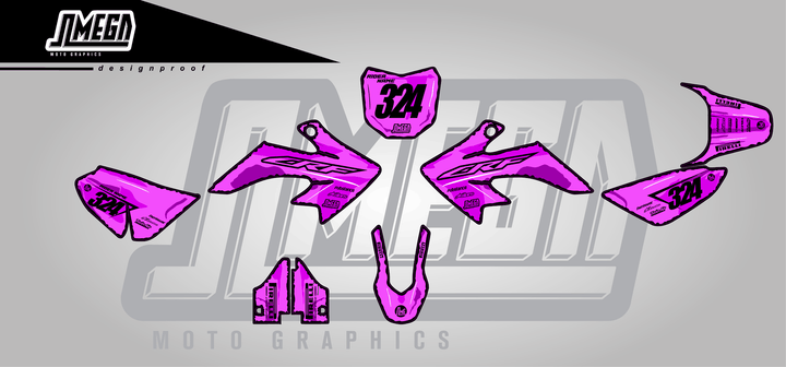 honda crf 50 pink manga sticker kit flat lay