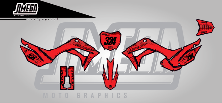 honda crf 110f red manga sticker kit flat lay