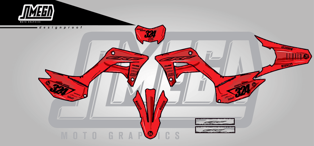 honda crf 250f red manga sticker kit flat lay