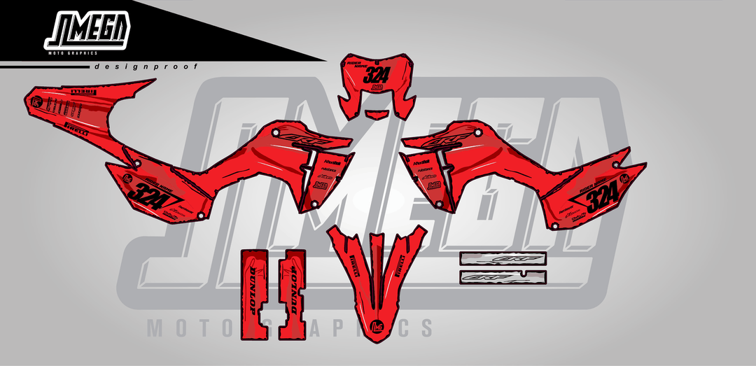honda crf 300f red manga sticker kit flat lay