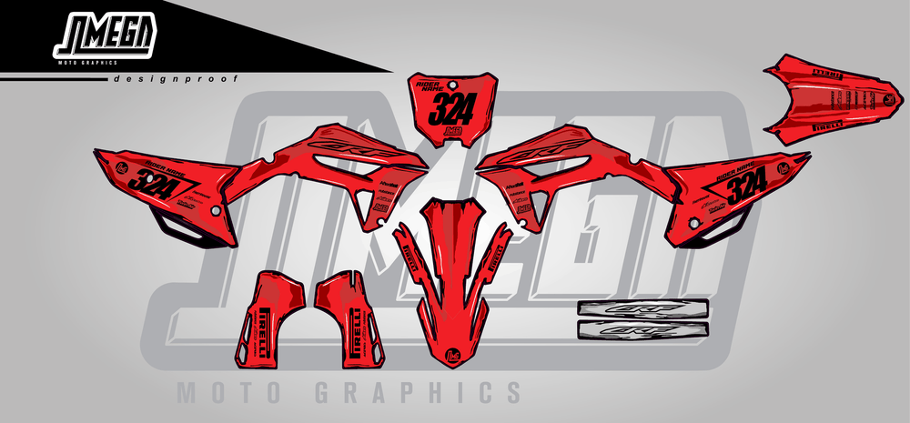 honda crf 450r red manga sticker kit flat lay