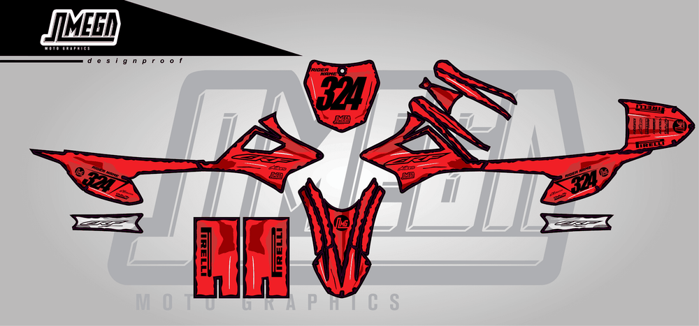 honda crf e2 red manga sticker kit flat lay