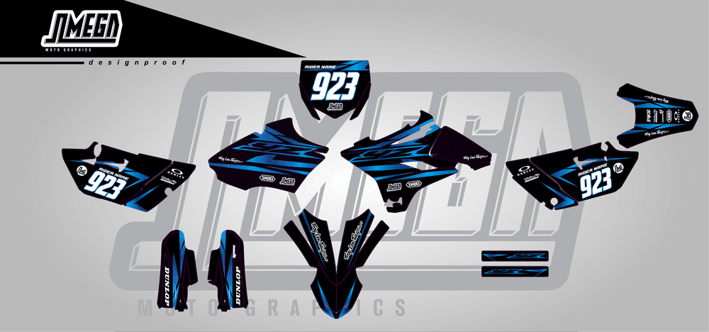 yamaha yz 85 metallic blue sticker kit flat lay