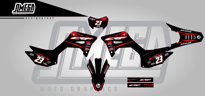 honda crf 250f metallic red sticker kit flat lay