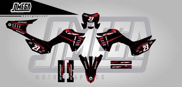 honda crf 300f metallic red sticker kit flat lay