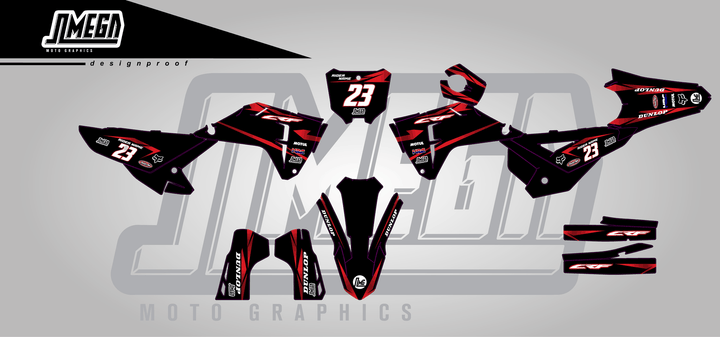 honda crf 450r metallic red sticker kit flat lay