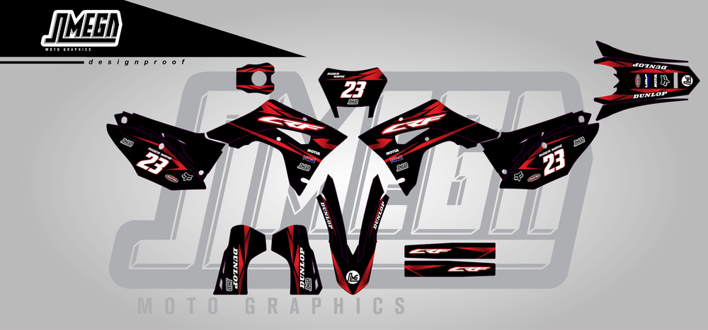 honda crf 450x metallic red sticker kit flat lay
