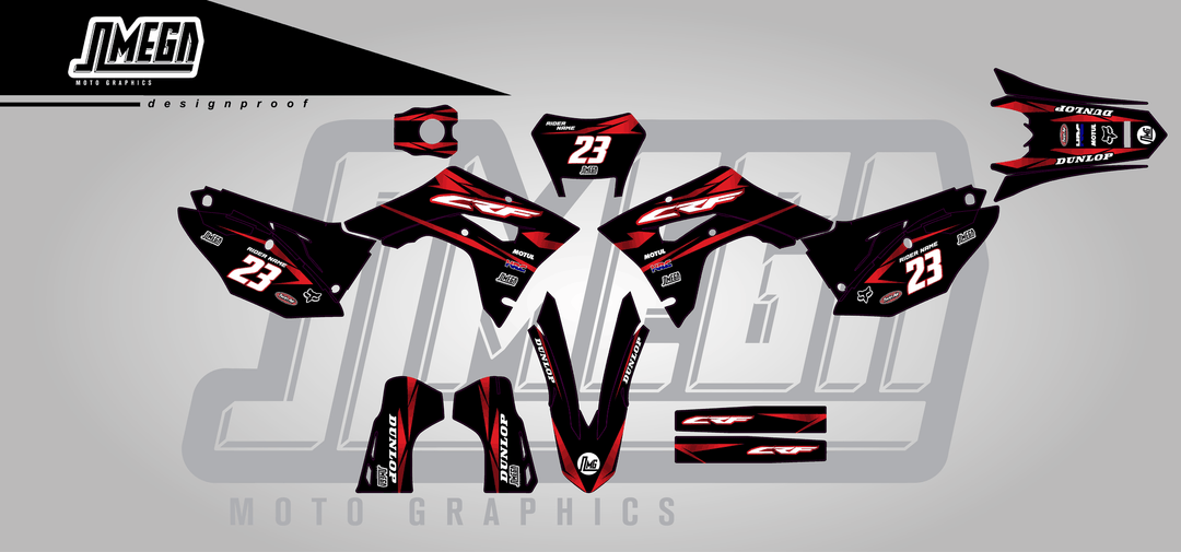 honda crf 450x metallic red sticker kit flat lay