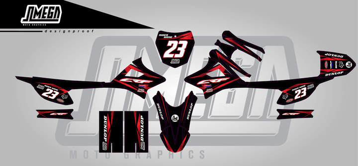 honda crf e2 metallic red sticker kit flat lay