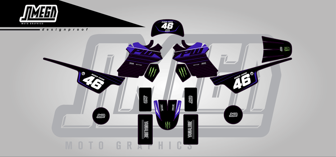 yamaha pw 50 monster sticker kit flat lay