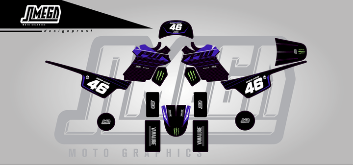 yamaha pw 50 monster sticker kit flat lay