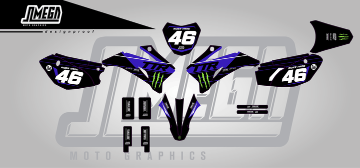 yamaha ttr 110 monster sticker kit flat lay