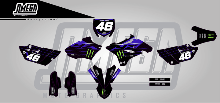 yamaha yz 85 monster sticker kit flat lay