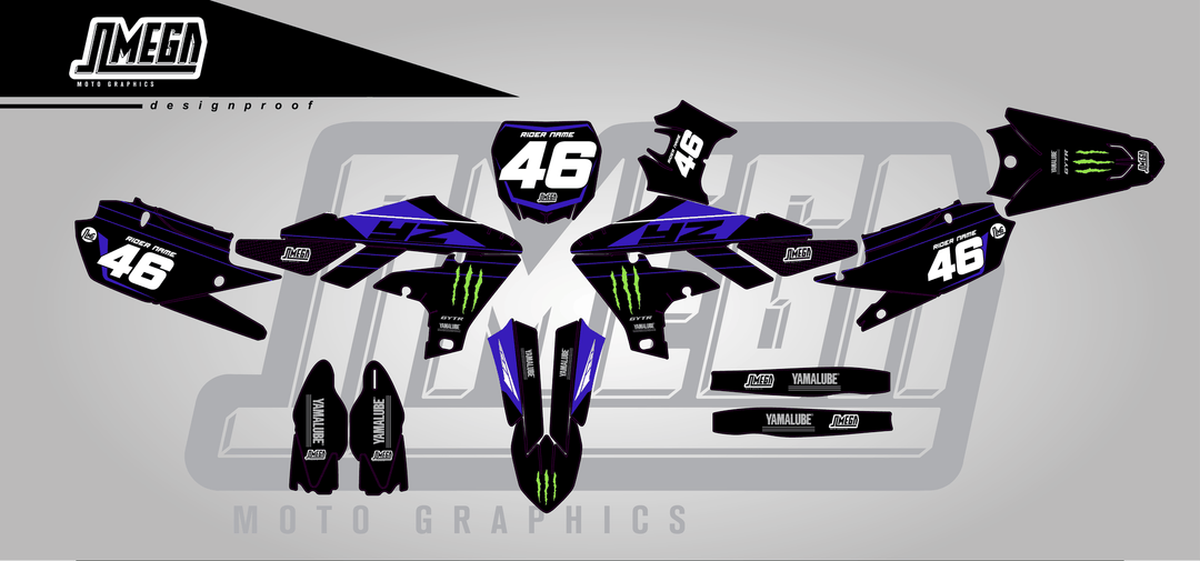 yamaha yz250f monster sticker kit flat lay