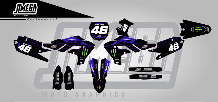 yamaha yz250fx monster sticker kit flat lay