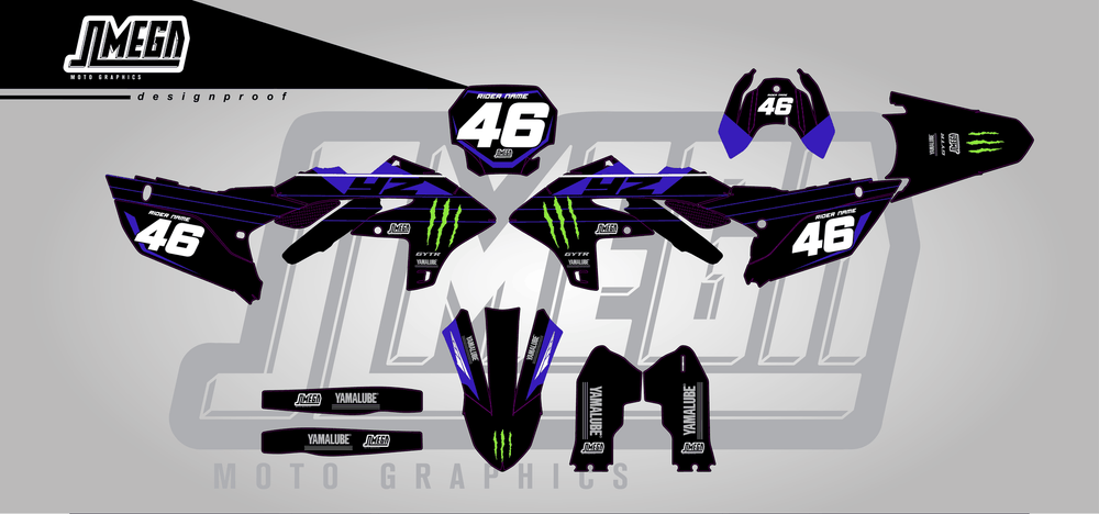yamaha yz250fx monster sticker kit flat lay