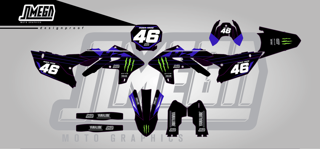 yamaha yz250fx monster sticker kit flat lay