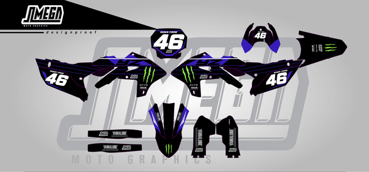 yamaha yz250fx monster sticker kit flat lay