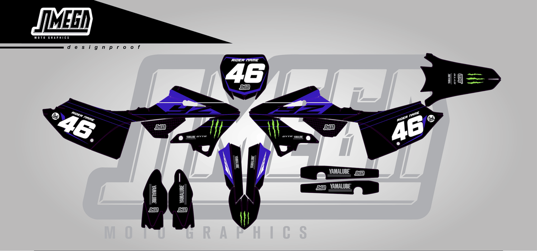 yamaha yz250x monster sticker kit flat lay