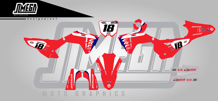 honda crf 250r lawrence 24 sticker kit flat lay