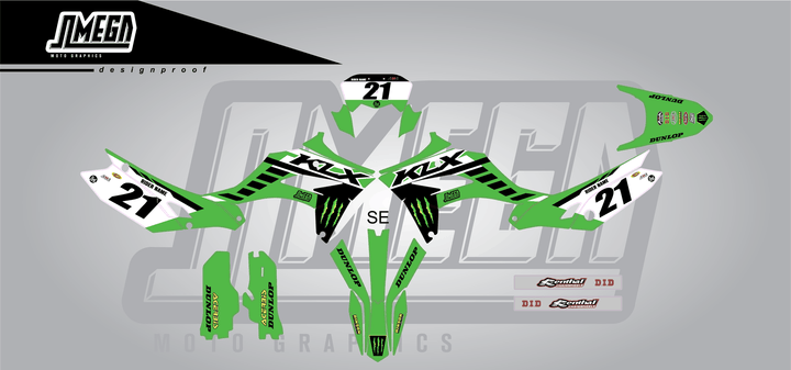 kawasaki klx 230 anderson 24 sticker kit flat lay