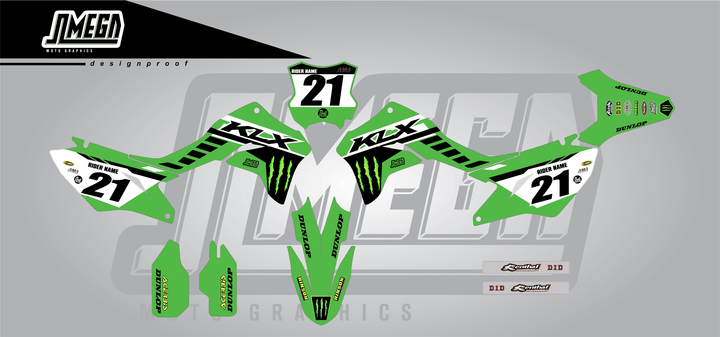 kawasaki klx 300r anderson 24 sticker kit flat lay