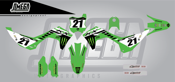 kawasaki kxf 250 anderson 24 sticker kit flat lay