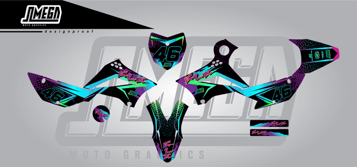 kawasaki klx 110 double vision sticker kit flat lay