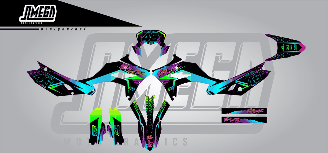 kawasaki klx 230 double vision sticker kit flat lay