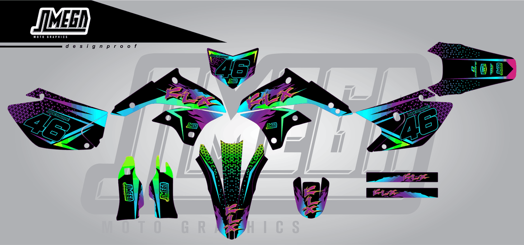 kawasaki klx 450 double vision sticker kit flat lay