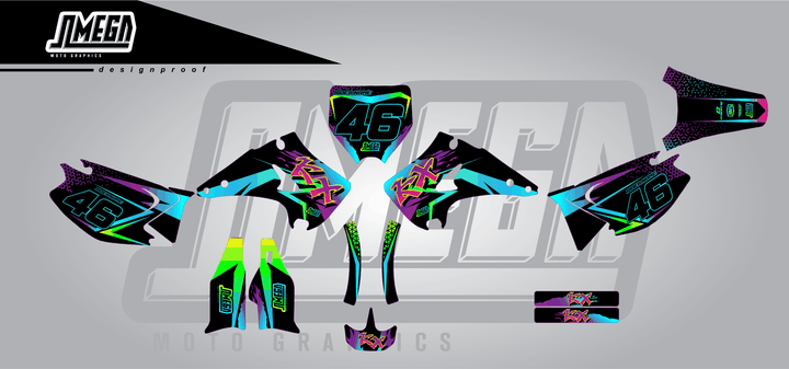 kawasaki kx 125 double vision sticker kit flat lay
