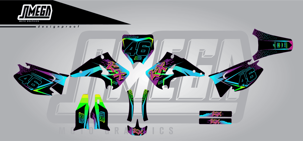 kawasaki kx 250 double vision sticker kit flat lay