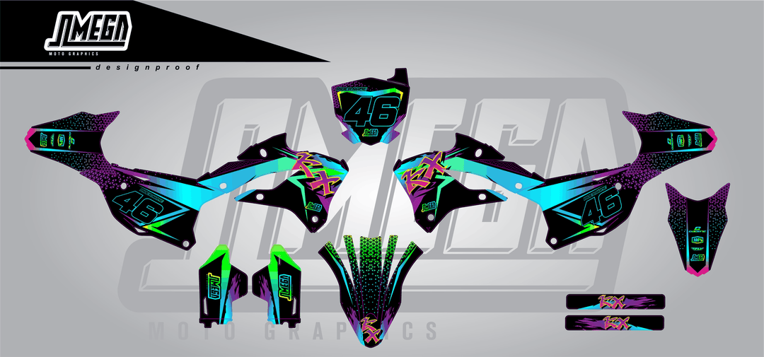 kawasaki kx 85 double vision sticker kit flat lay