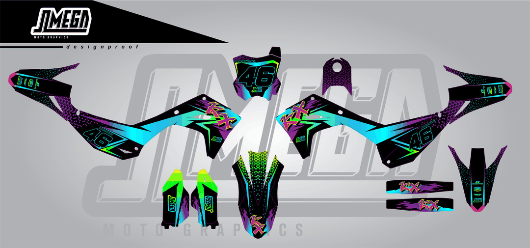 kawasaki kxf 250 double vision sticker kit flat lay