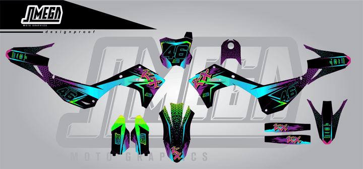 kawasaki kxf 450 double vision sticker kit flat lay