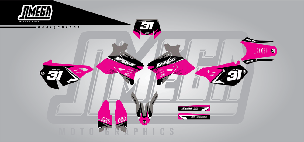 suzuki drz 400sm pink love sticker kit flat lay