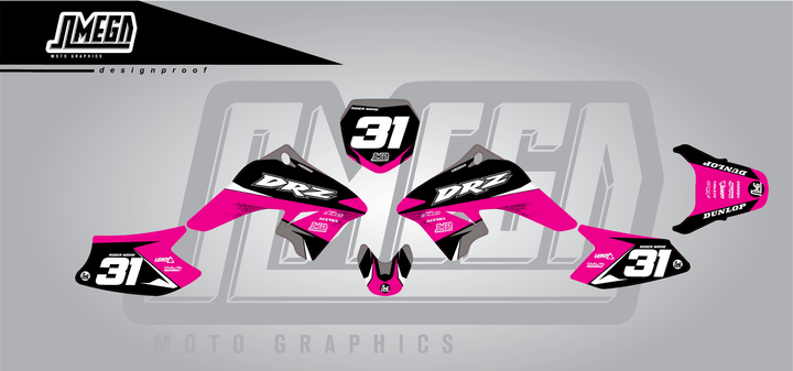 suzuki drz 70 pink love sticker kit flat lay