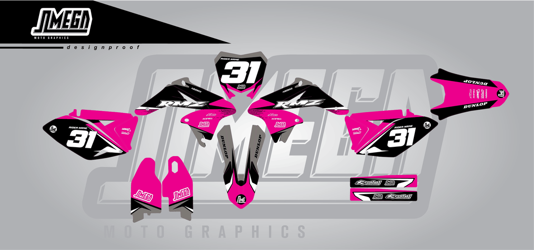 suzuki rmz 250 pink love sticker kit flat lay