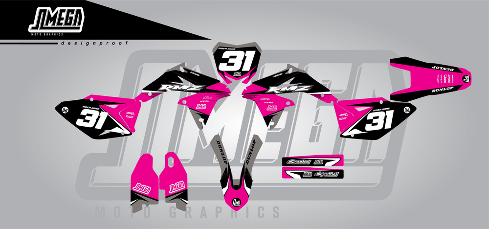 suzuki rmz 450 pink love sticker kit flat lay
