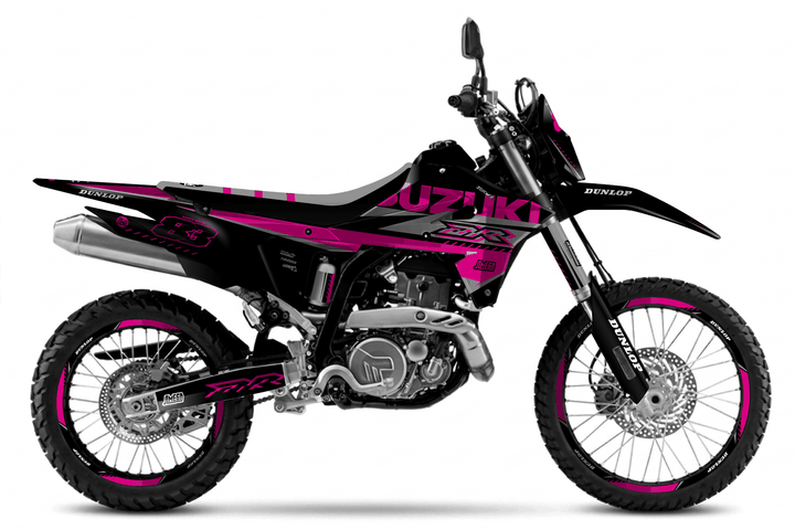 suzuki dr-z4s pink and black graphics kit