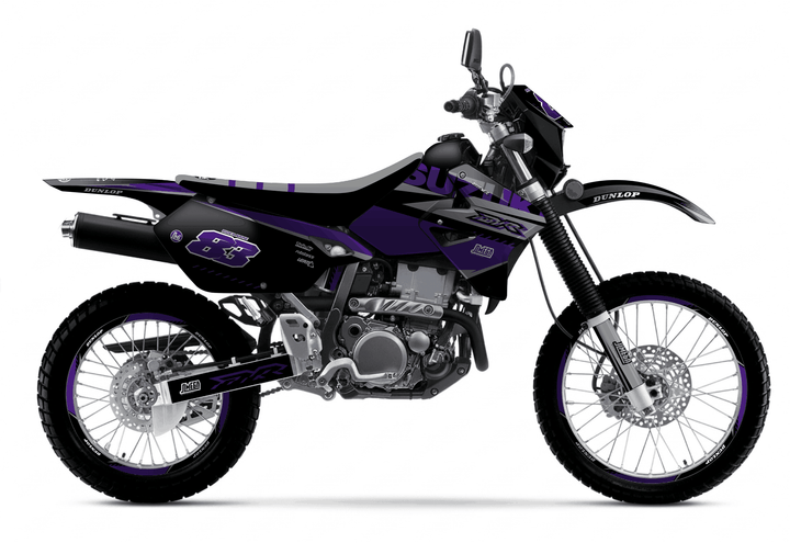 suzuki drz 400s purple and black graphics kit